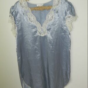 Lilly‎ of France Sleepwear Blue Satin  Gown Medium